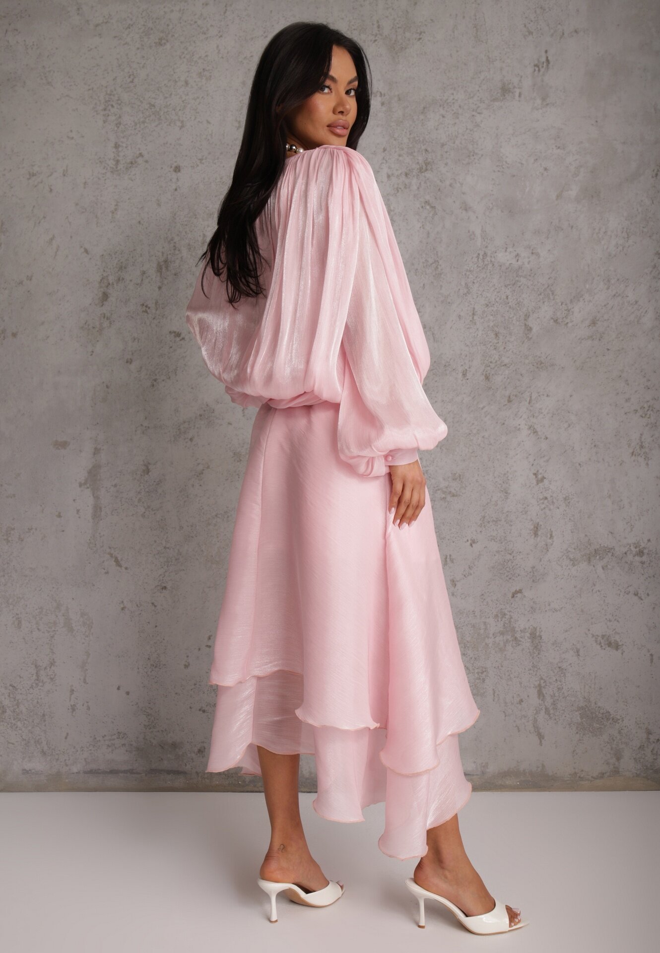 elsa.m by may Rochie Evazată Roz De Seară din Șifon Amanna