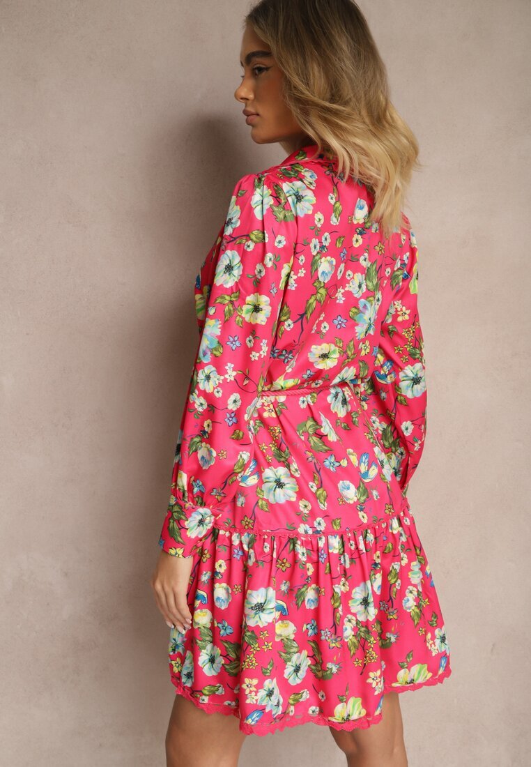 elsa.m by may Rochie Fucsia Evazată cu Inserții din Dantelă și Șnur Payten