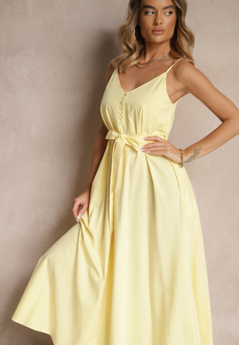 elsa.m by may Rochie Galbenă cu Bumbac și Vâscoză cu Cordon Decorativ Savaine