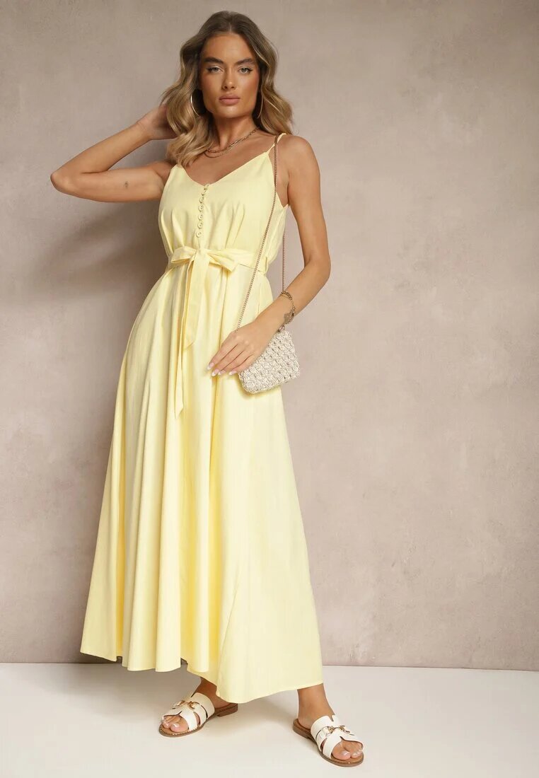 elsa.m by may Rochie Galbenă cu Bumbac și Vâscoză cu Cordon Decorativ Savaine