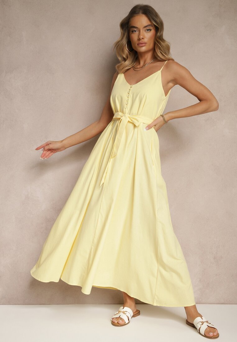 elsa.m by may Rochie Galbenă cu Bumbac și Vâscoză cu Cordon Decorativ Savaine