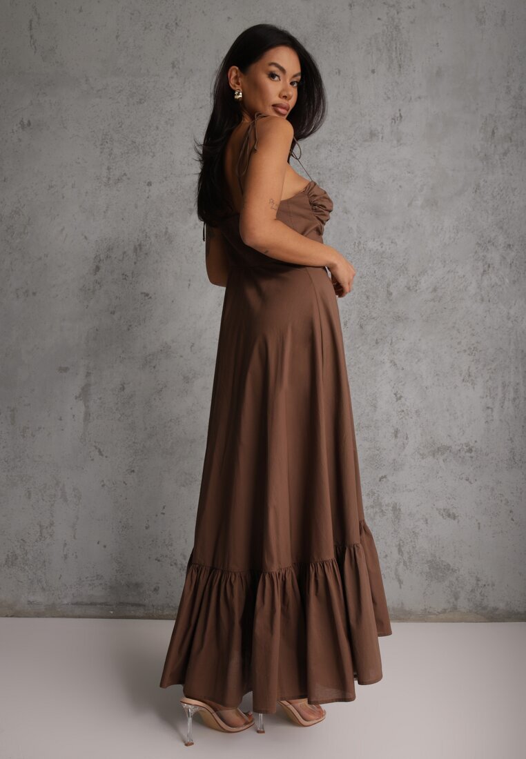 elsa.m by may Rochie Maro Cloș din Bumbac cu Bretele Legate Milistia