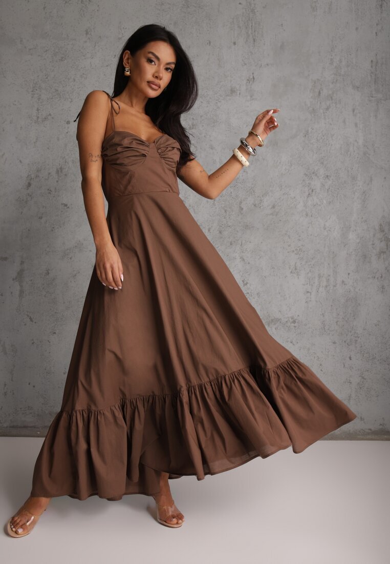 elsa.m by may Rochie Maro Cloș din Bumbac cu Bretele Legate Milistia