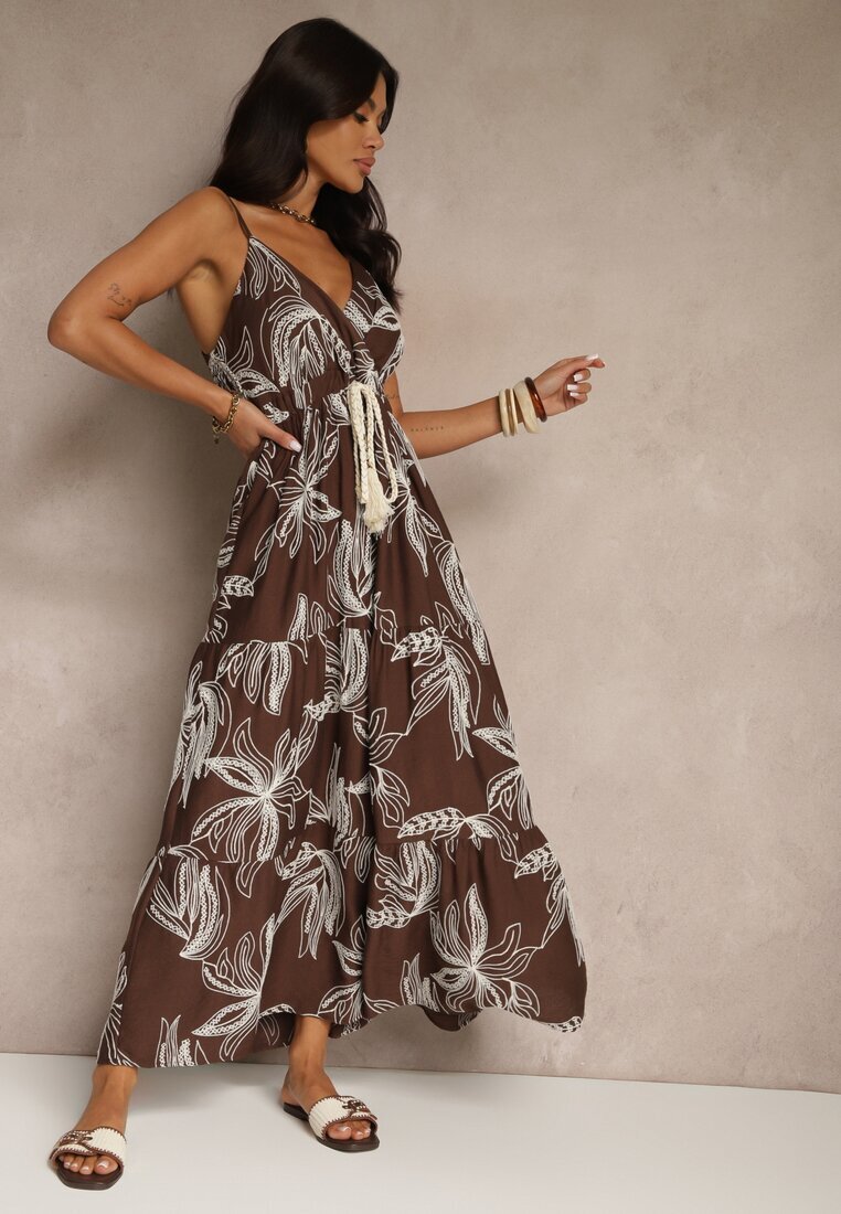 elsa.m by may Rochie Maro din Vâscoză cu Șnur și Model Brodat Liralette