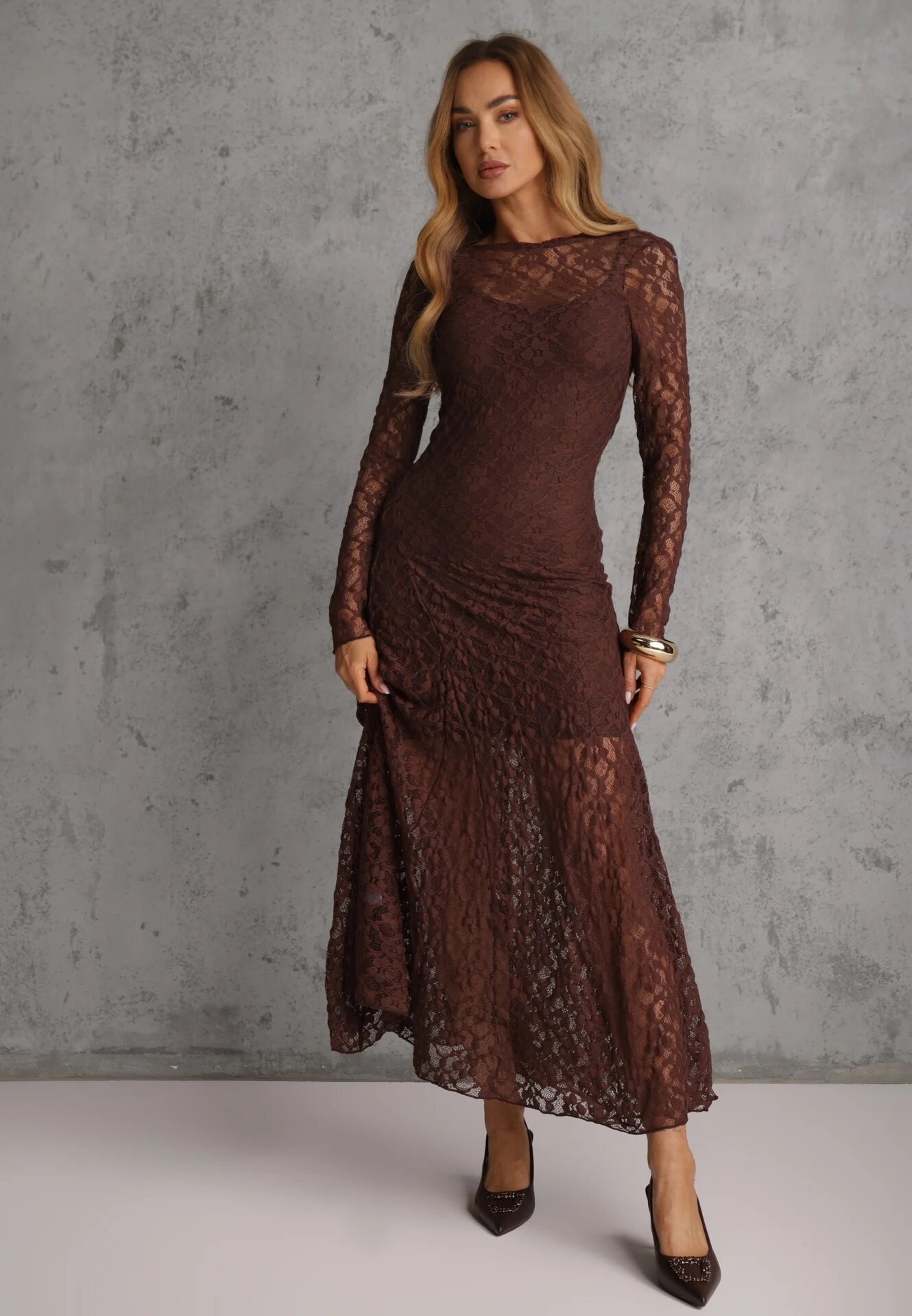 elsa.m by may Rochie Maro Elegantă din Dantelă cu Spatele Gol Lilafera