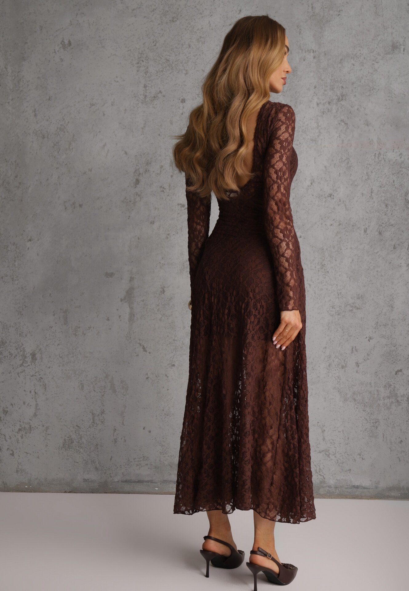 elsa.m by may Rochie Maro Elegantă din Dantelă cu Spatele Gol Lilafera