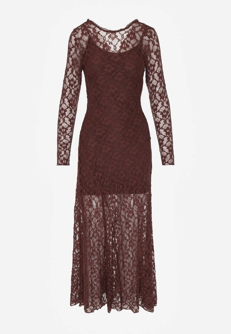 elsa.m by may Rochie Maro Elegantă din Dantelă cu Spatele Gol Lilafera