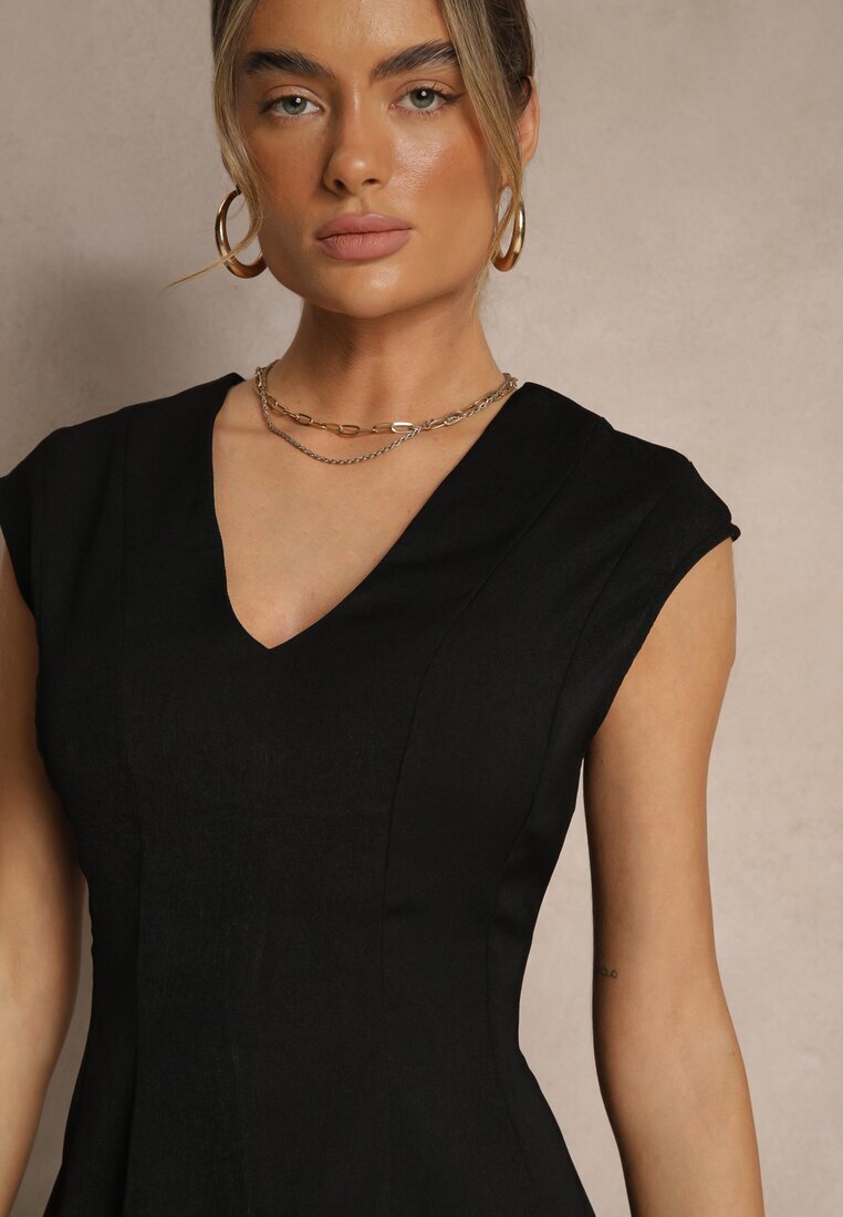 elsa.m by may Rochie Neagră Cambrată cu fustă cloș Elliara