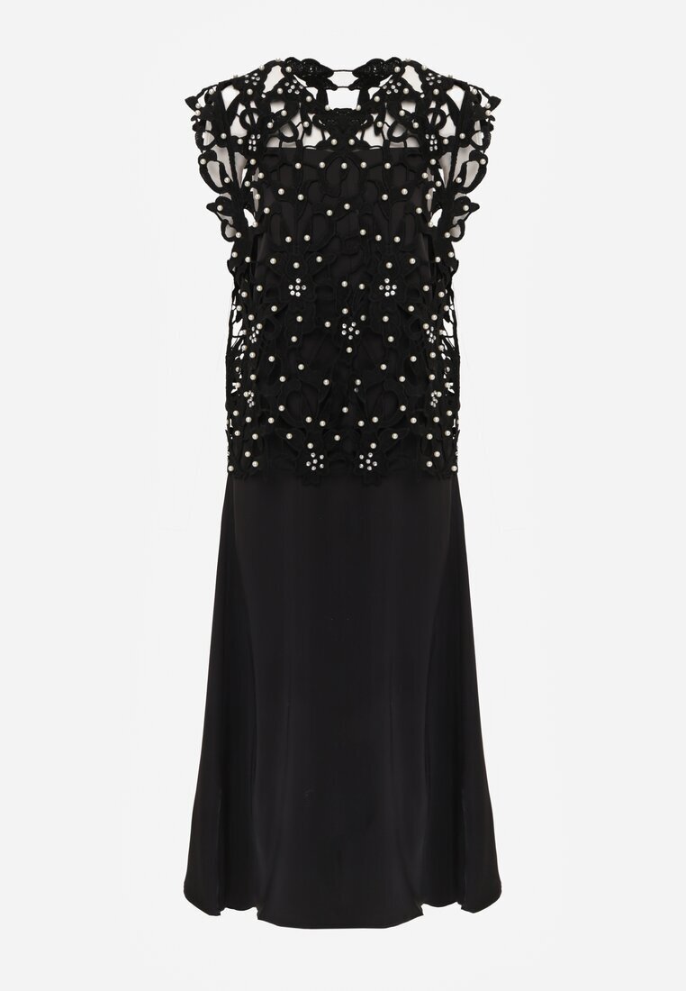 elsa.m by may Rochie neagră din bumbac și vâscoză Slip Dress cu bolero decorativ Sagossia