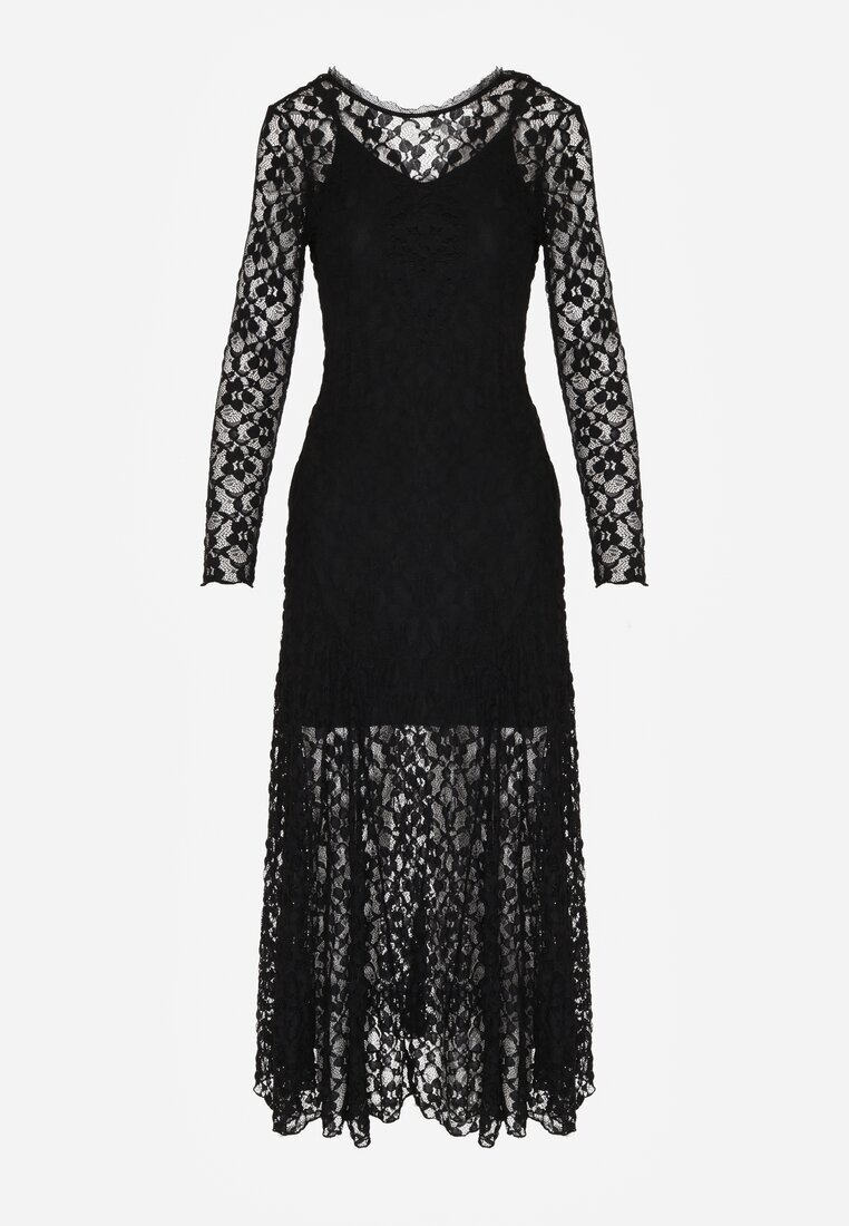 elsa.m by may Rochie Neagră Elegantă din Dantelă cu Spatele Gol Lilafera