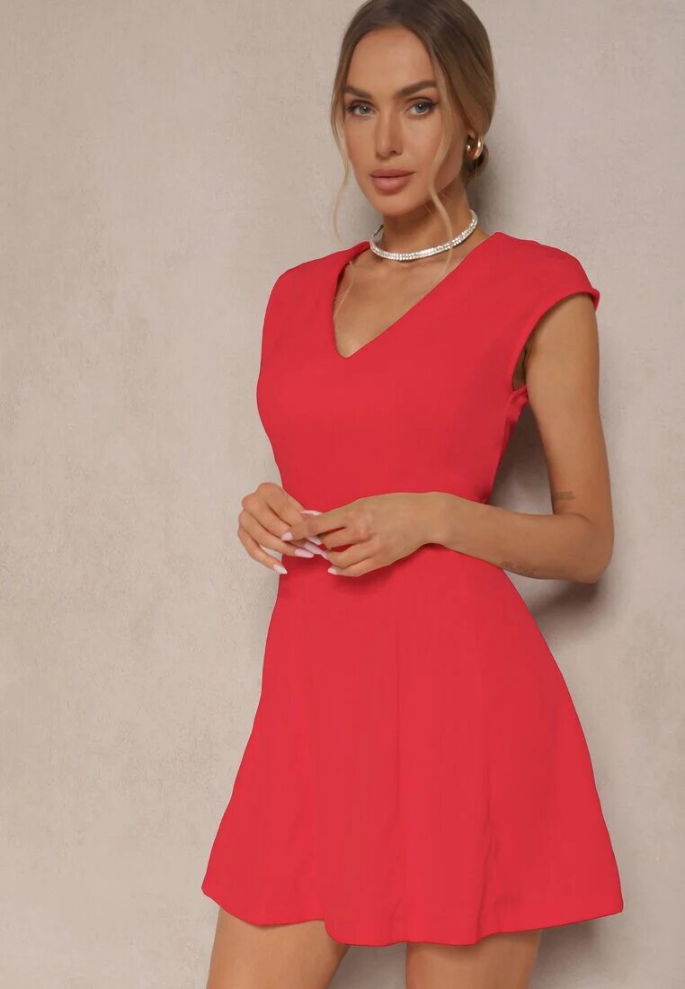 elsa.m by may Rochie Roșie Cambrată cu poale evazate Elliara