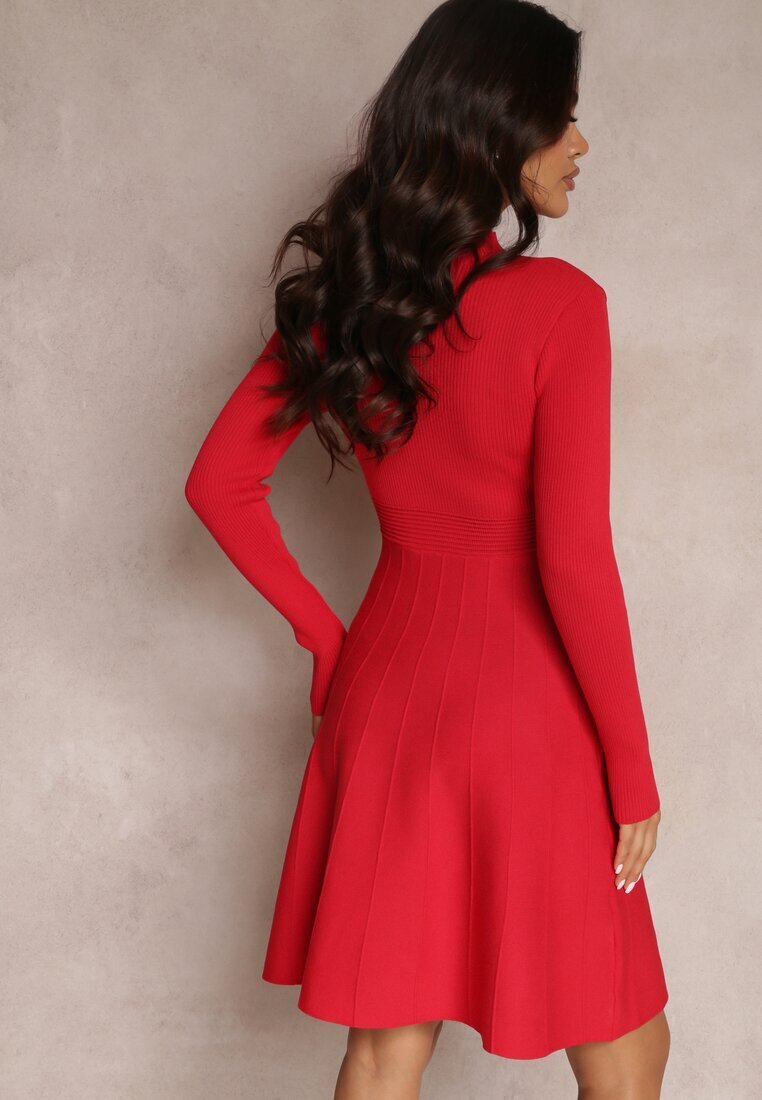 elsa.m by may Rochie roșie cu Decupaj la Decolteu cu Zirconii și Perle Hili