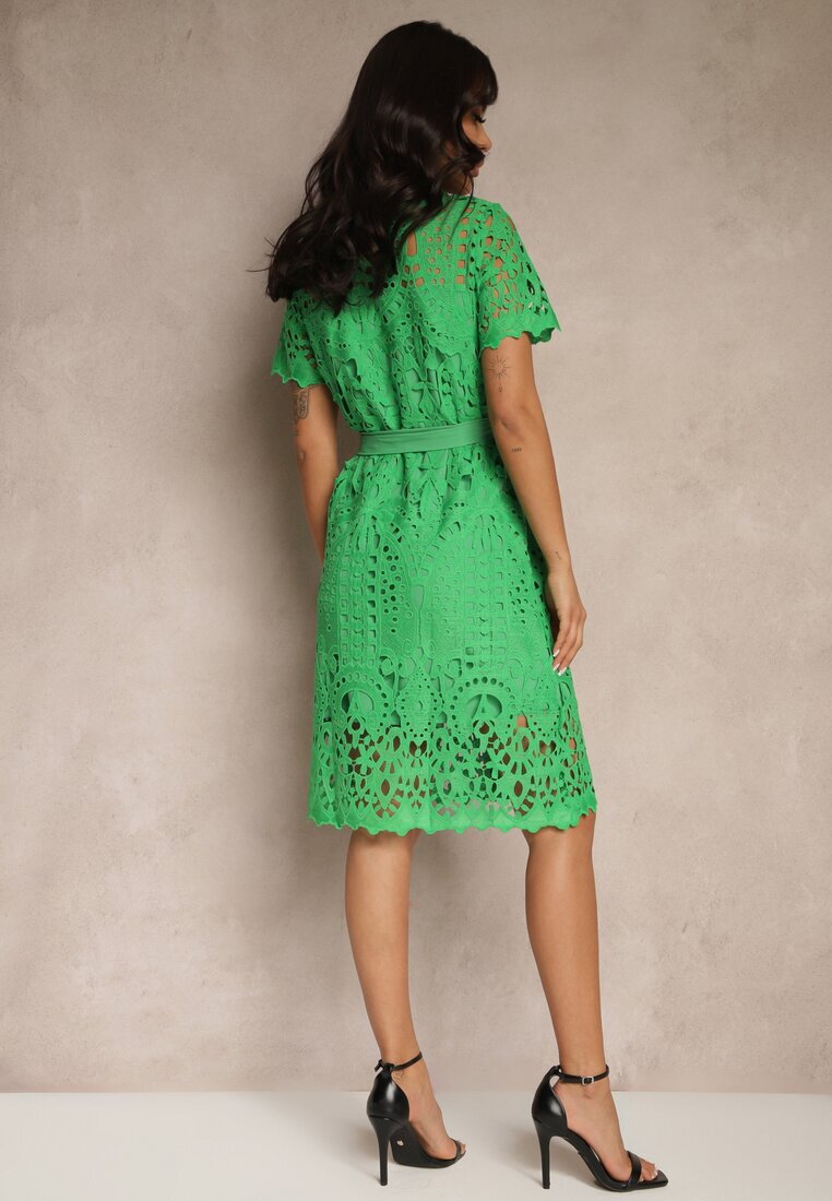 elsa.m by may Rochie tip cămașă midi Verde cu ajur Tatrasi