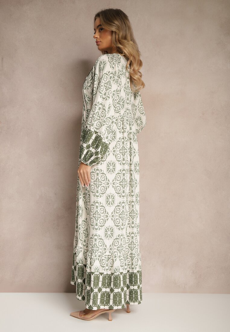 elsa.m by may Rochie Verde din Viscoză Decorată cu Legătură și Volan Efamarea