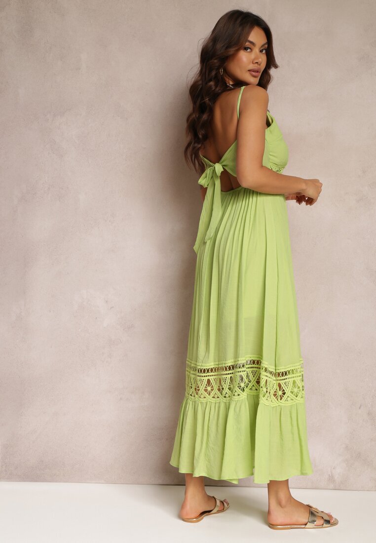 elsa.m by may Rochie Verde Evazată Maxi cu Volane și Dantelă Luluma