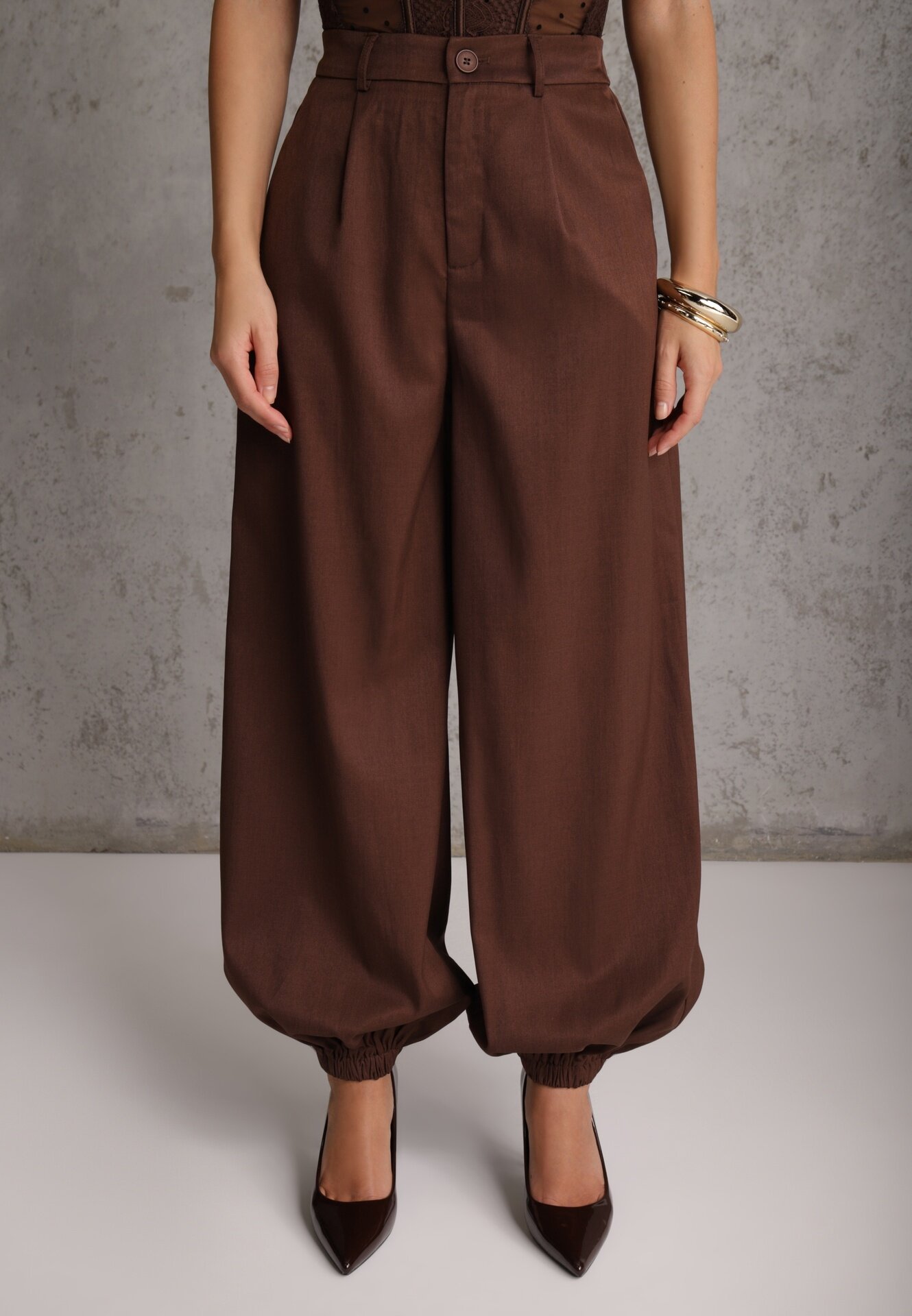 elsa.m by may Set casual Pantaloni harem și geacă bomber cu guler tip tunică și capse Finkastra Maro