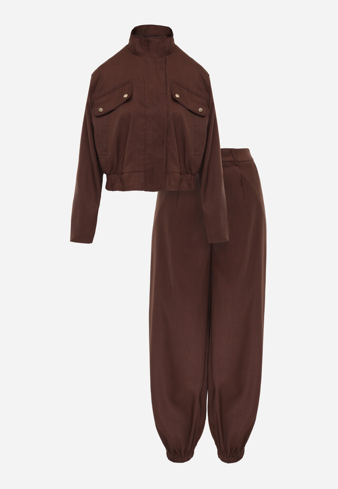elsa.m by may Set casual Pantaloni harem și geacă bomber cu guler tip tunică și capse Finkastra Maro