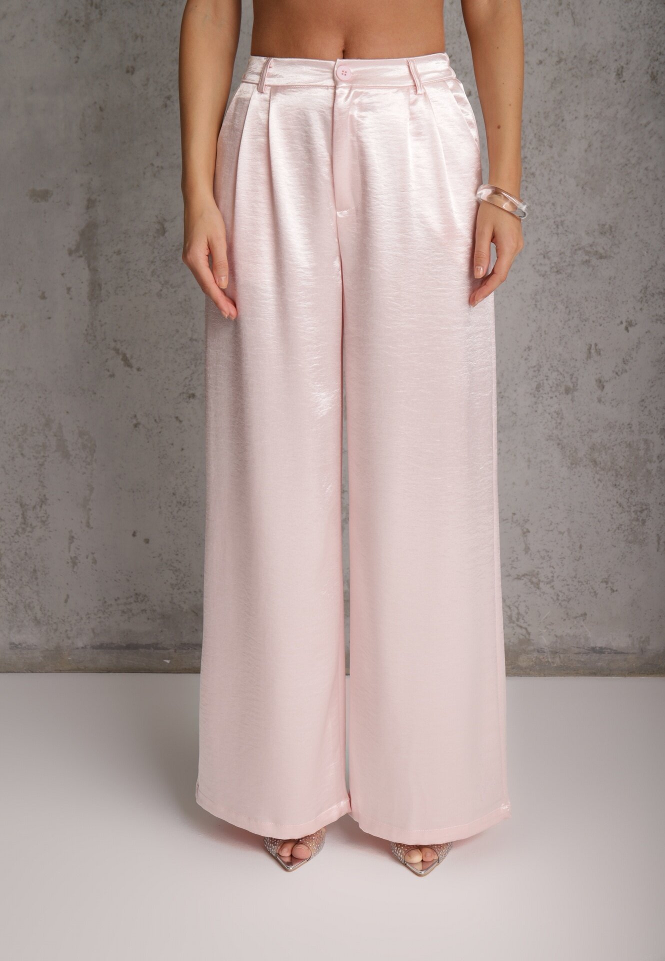 elsa.m by may Set elegant din material satinat bluză în stil kimono și pantaloni largi Adraxera Roz