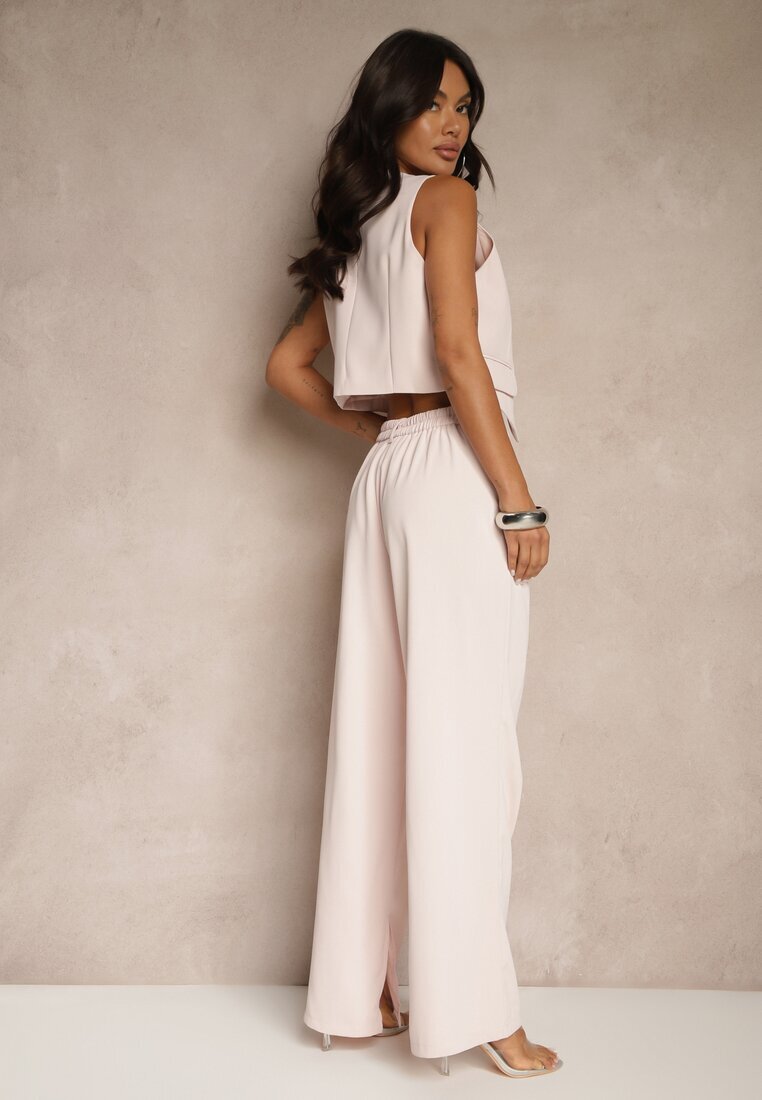 elsa.m by may Set Roz cu Zirconii Vestă Scurtă și Pantaloni Eleganți Diviriel