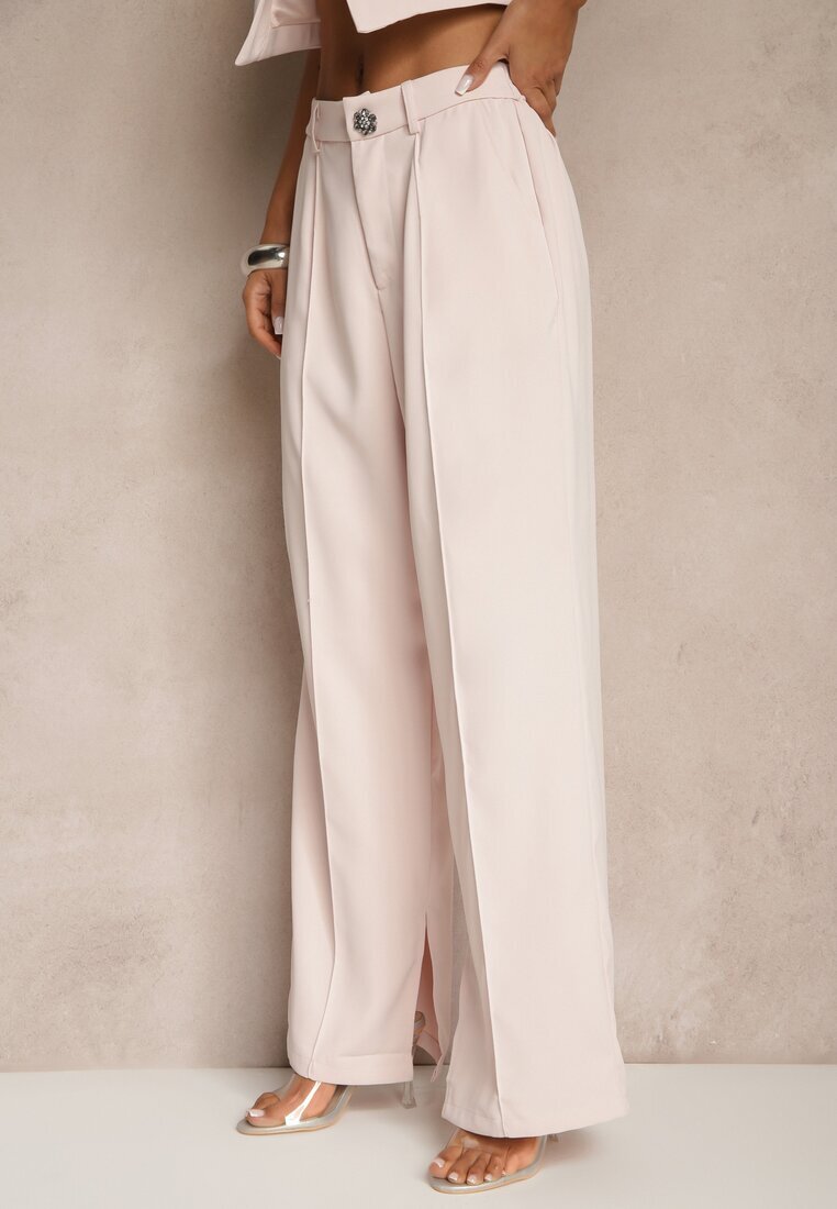 elsa.m by may Set Roz cu Zirconii Vestă Scurtă și Pantaloni Eleganți Diviriel