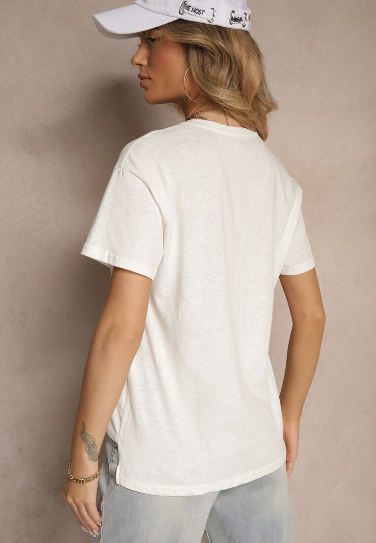 elsa.m by may Tricou Alb cu Spate mai Lung Decorat cu Broderie Ninilla