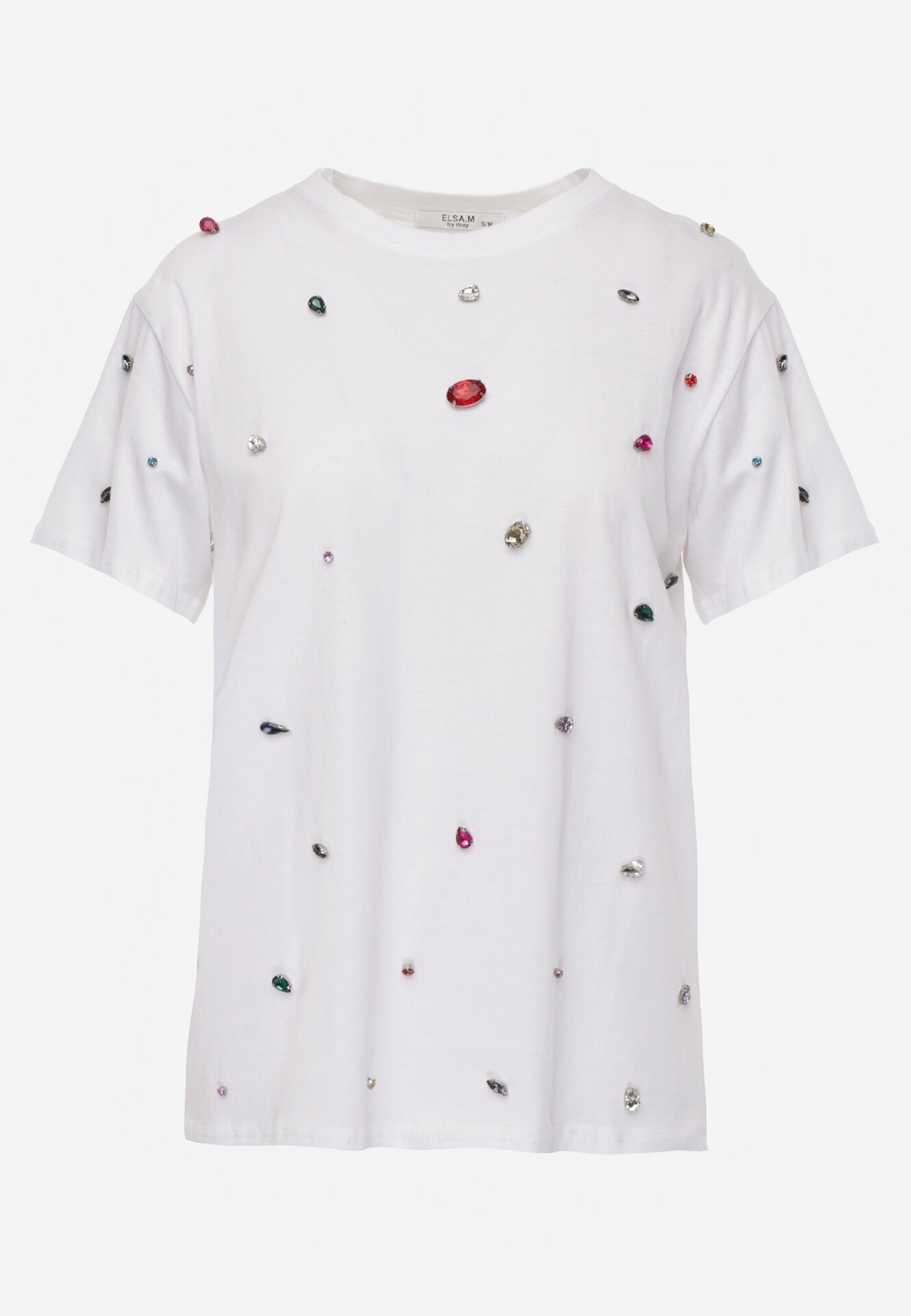 elsa.m by may Tricou Alb cu Zirconii în Diverse Culori Varcia