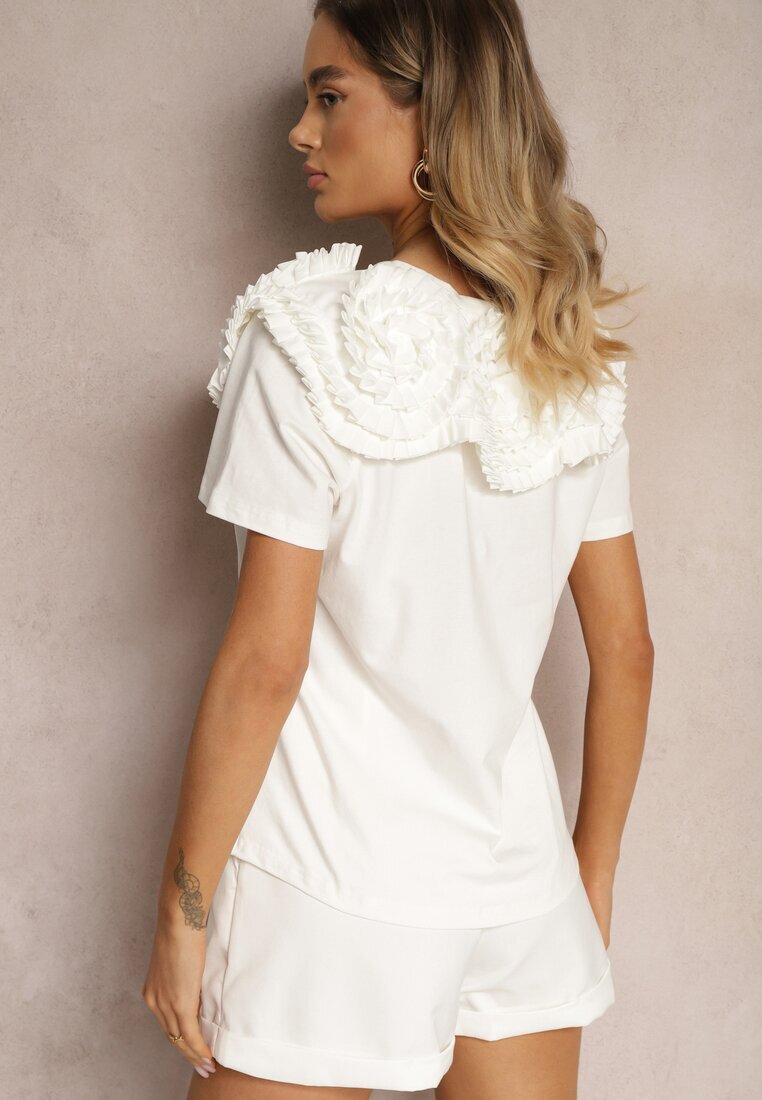 elsa.m by may Tricou Alb din Bumbac Finisat cu Elemente Decorative Kililena