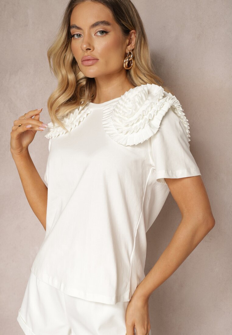elsa.m by may Tricou Alb din Bumbac Finisat cu Elemente Decorative Kililena