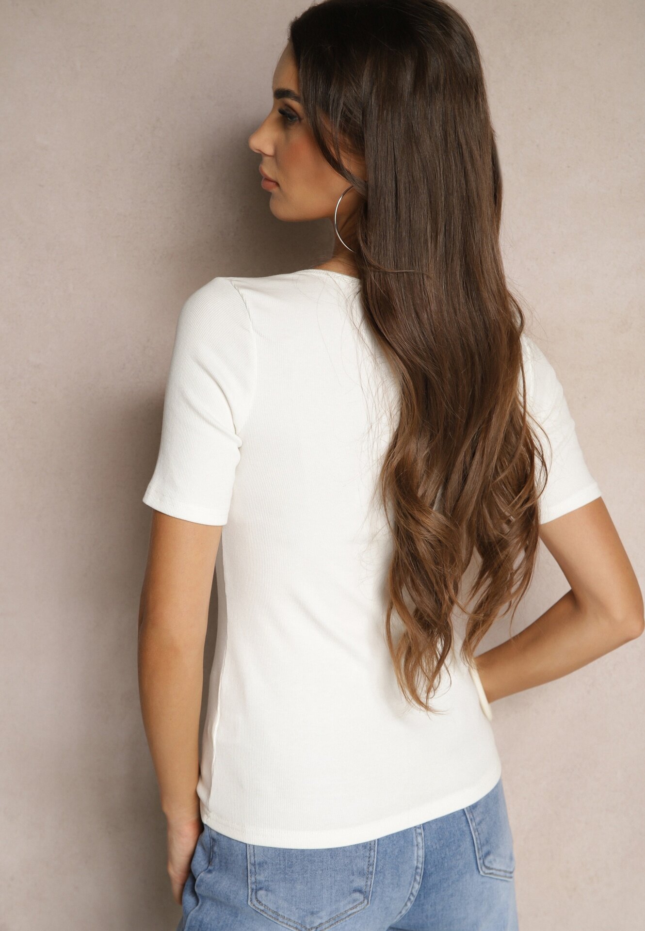 elsa.m by may Tricou Alb Din bumbac Reiat Cu nasturi Florvivi