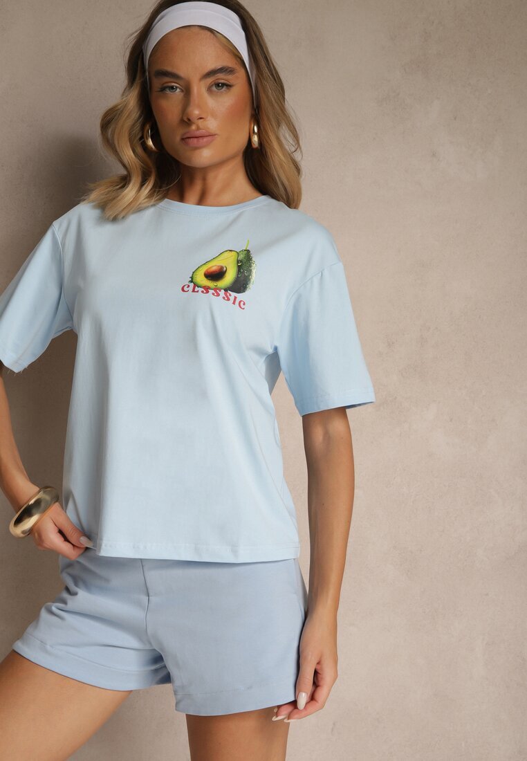 elsa.m by may Tricou Albastru din Bumbac cu Model Avocado Tilannia