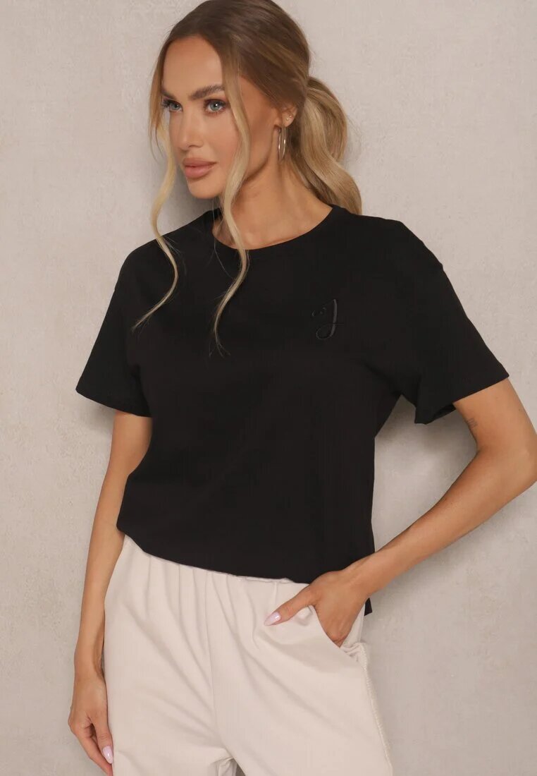 elsa.m by may Tricou Negru cu spate prelungit decorat cu broderie Ninilla