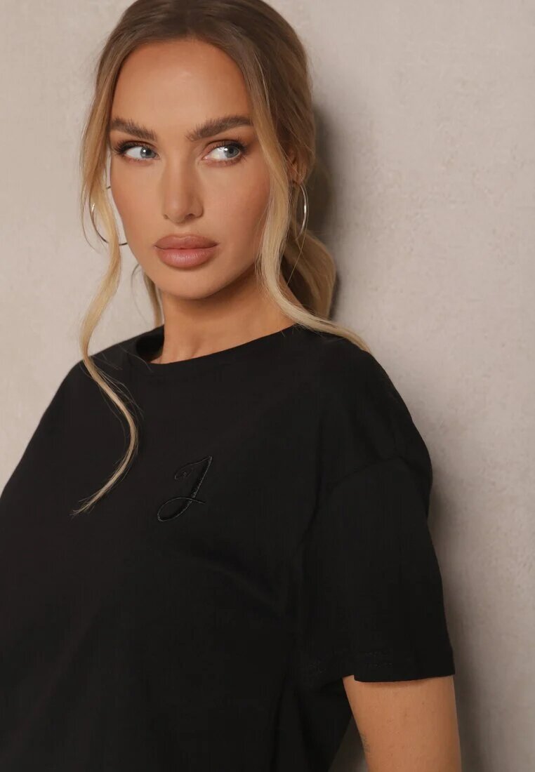 elsa.m by may Tricou Negru cu spate prelungit decorat cu broderie Ninilla