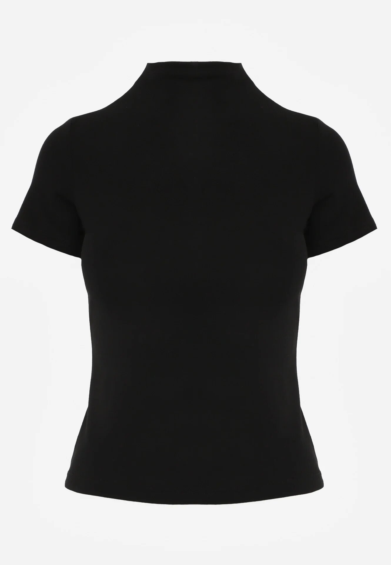 elsa.m by may Tricou negru din viscoză cu croială ajustată cu guler înalt Isomina