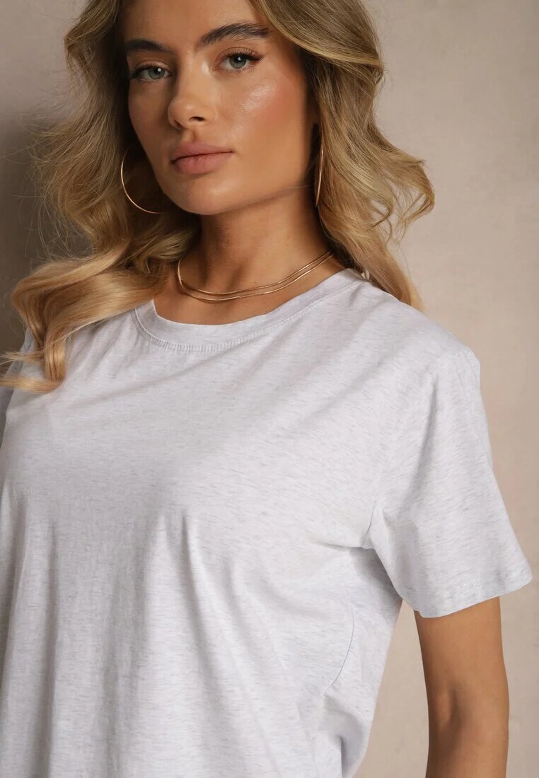 emt T-shirt Clasic Gri deschis din Bumbac cu Croială Casual Nattine
