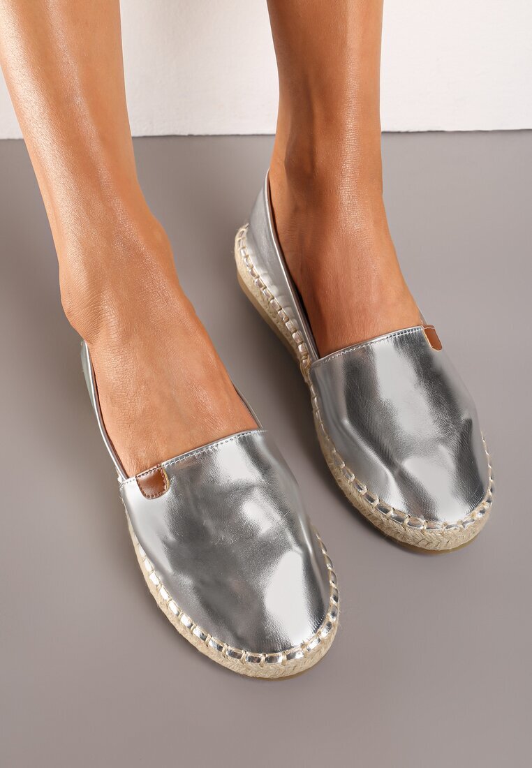  Espadrile Argintii Plate Casual Stil Boho Lephea