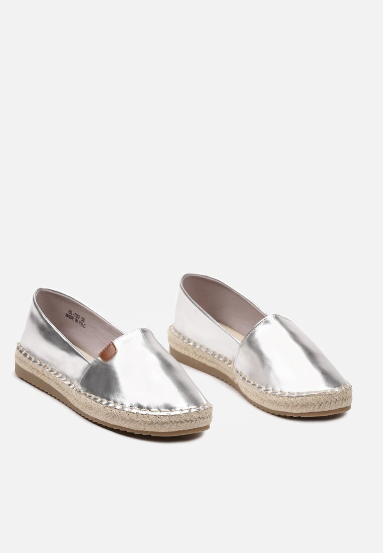  Espadrile Argintii Plate Casual Stil Boho Lephea
