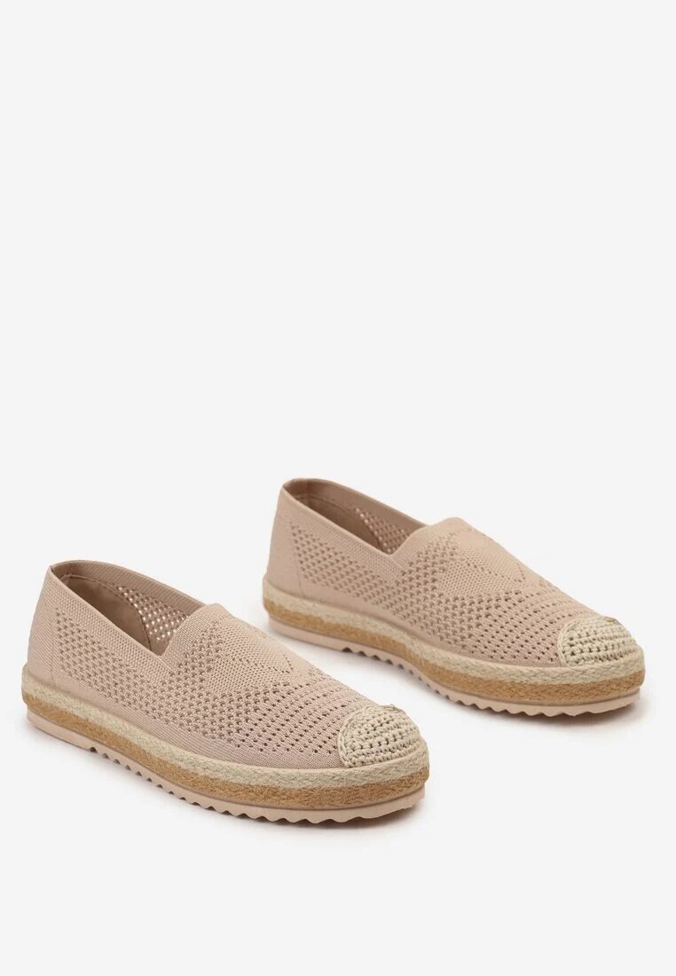  Espadrile bej închis cu talpă împletită și cu capută ajurată Uraian