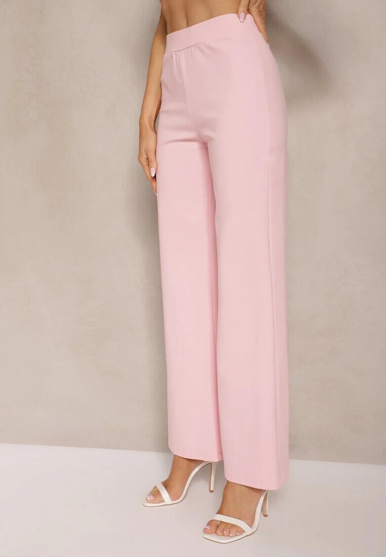 fashion Compleu Roz Top Bandeau Decorat cu Nasturi și Pantaloni Largi Palarienna