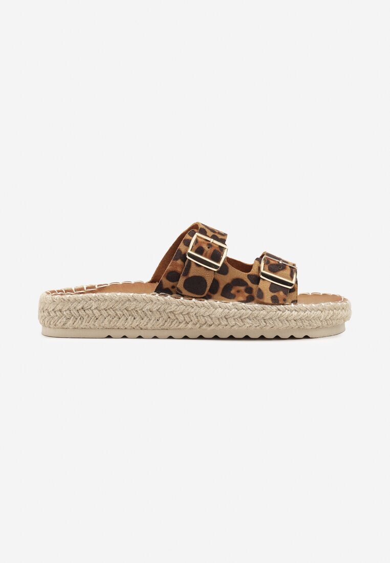 fashion Papuci leopard cu catarame și împletitură de iută Karinn
