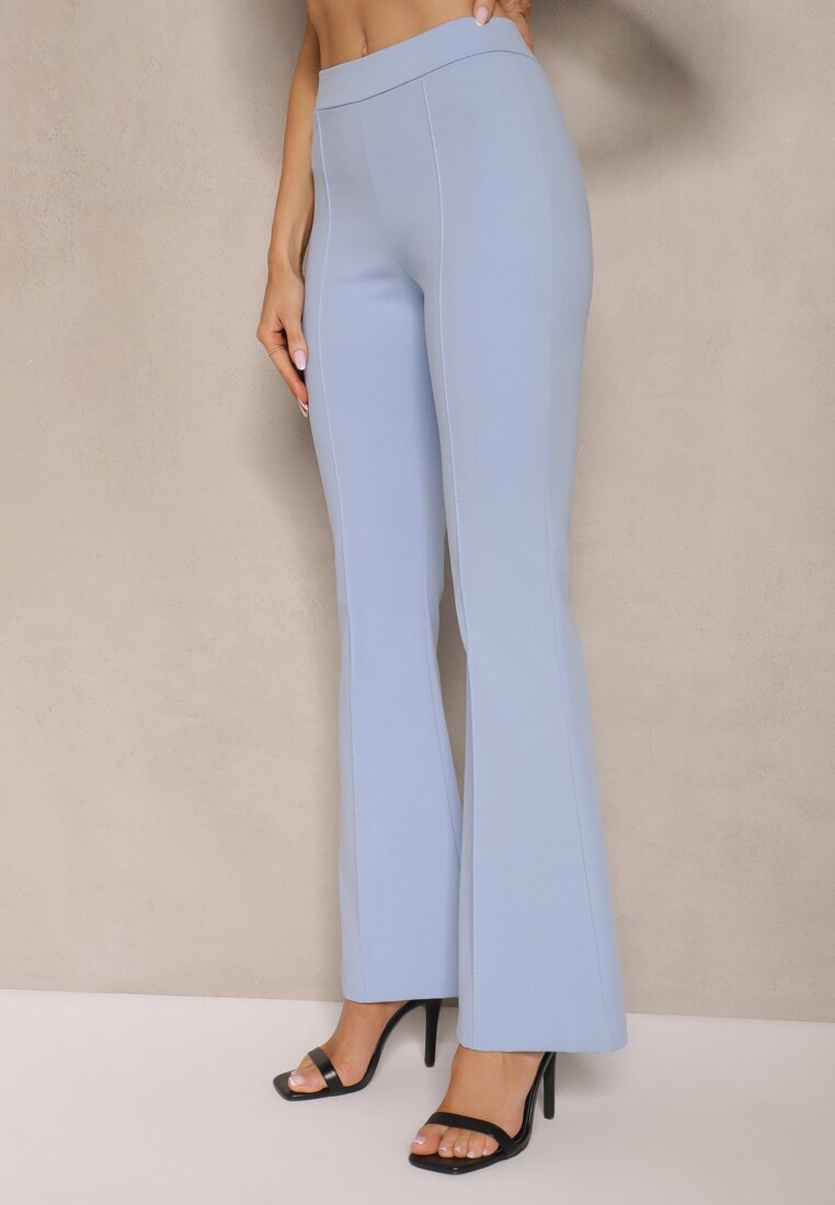 fashion Set Albastru Top Bandeau cu Bască și Pantaloni cu croială Flare Vilkio