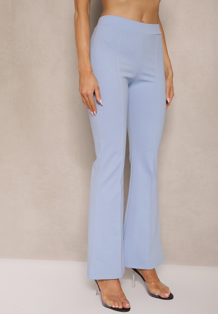 fashion Set De costum Albastru Bluză Tip spaniolă și Pantaloni Flare Silkio