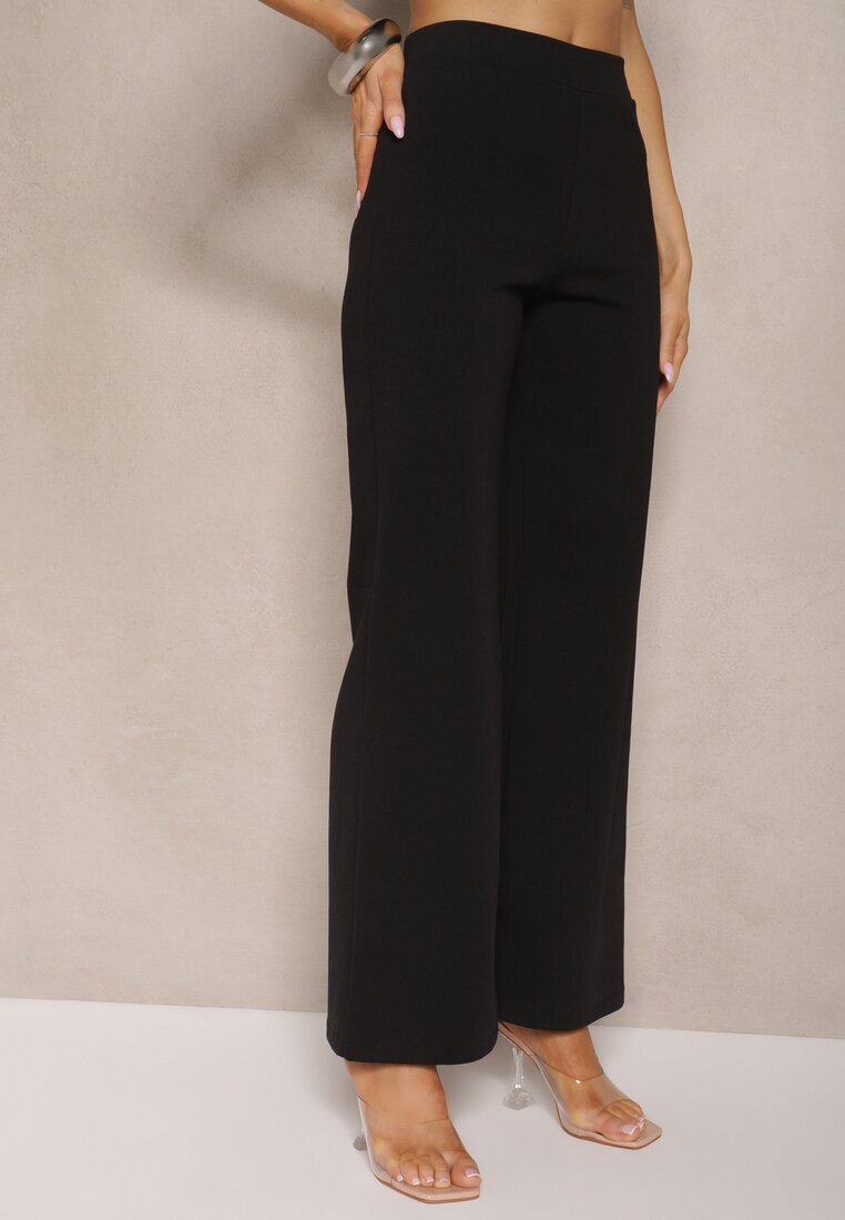 fashion Set Negru Top Bandeau Decorat cu nasturi și Pantaloni cu croială largă Palarienna