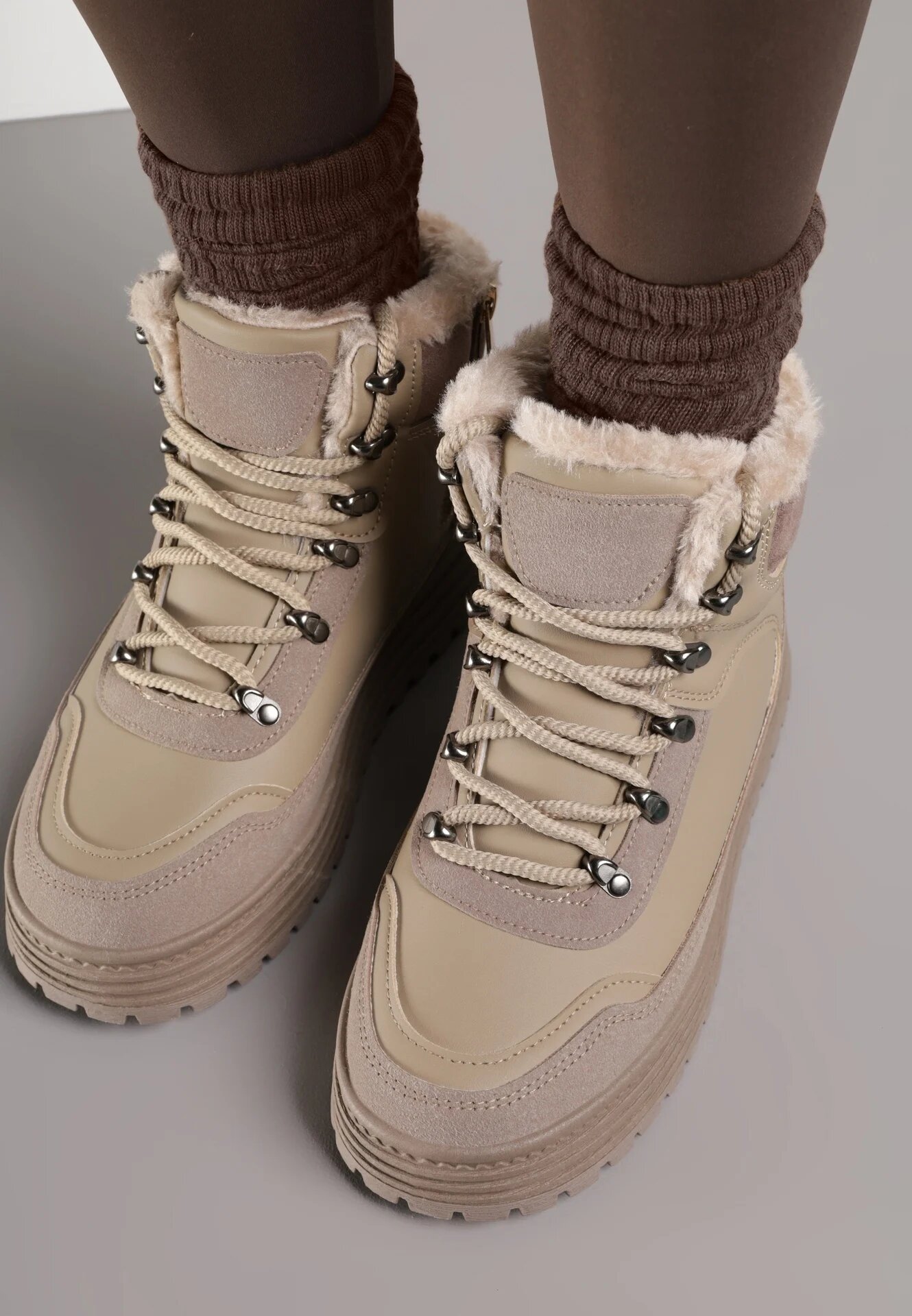 fashion Sneakers Ewedora Bej închis