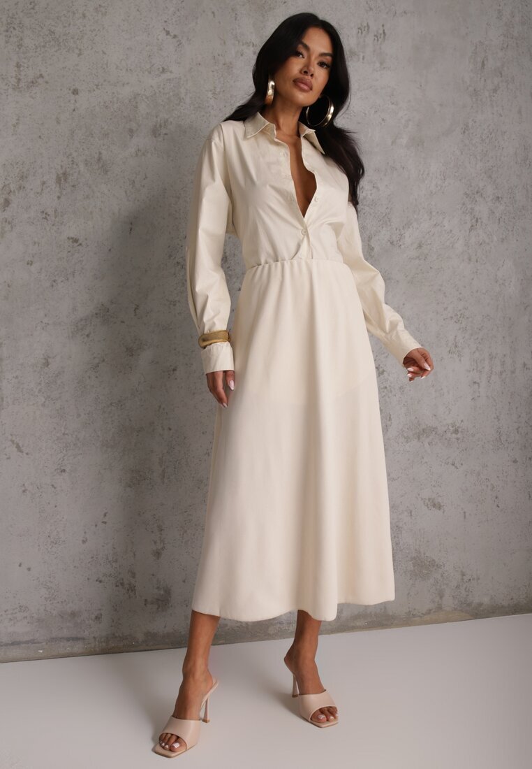 fashion station Fustă midi Bej deschis Cloche cu croială clasică Namettia