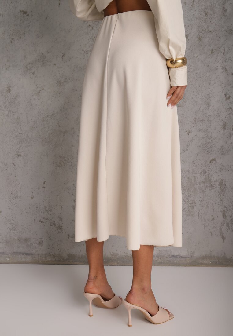 fashion station Fustă midi Bej deschis Cloche cu croială clasică Namettia