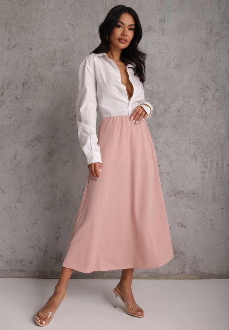 fashion station Fustă Roz deschis Midi Evazată cu croială clasică Namettia