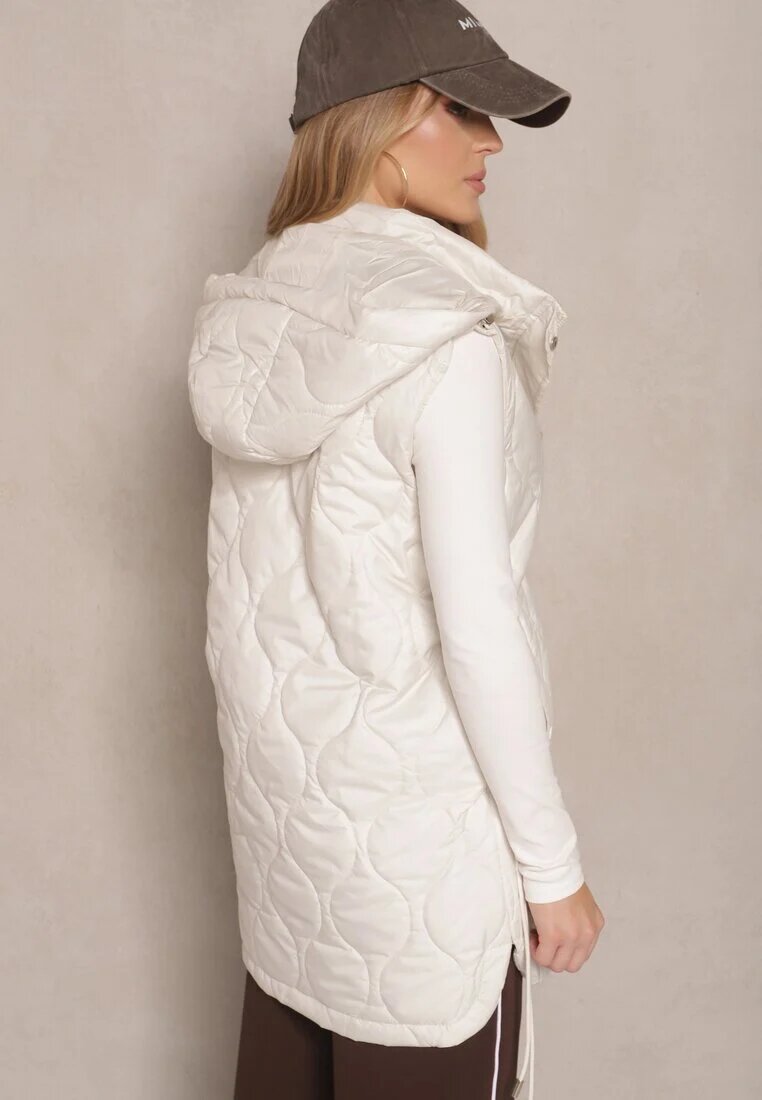 fashion Vestă bej deschis cu matlasare decorativă și glugă detașabilă Erilona