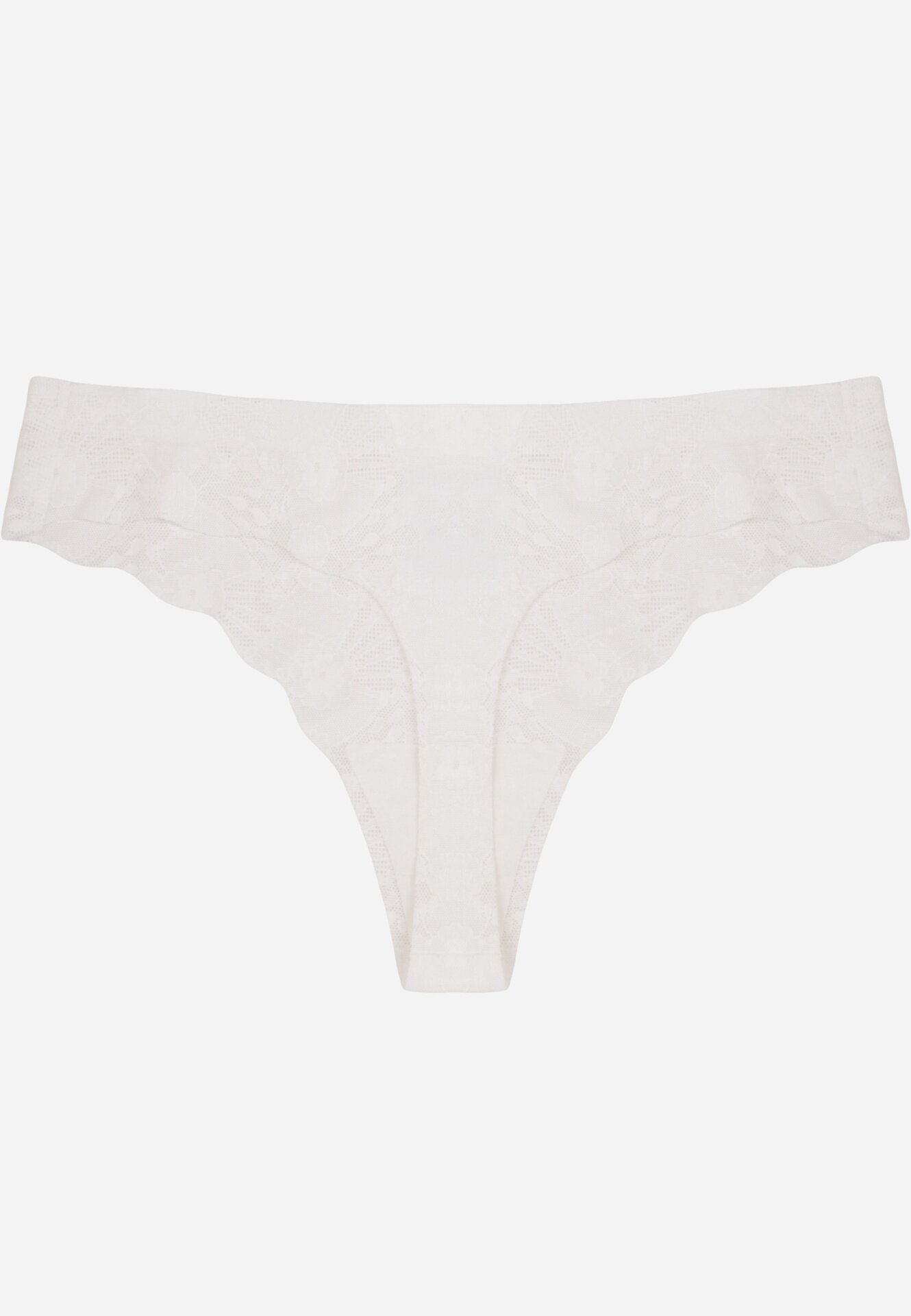 finella Chiloți tanga fără cusături din dantelă cu model floral Narerena Albi