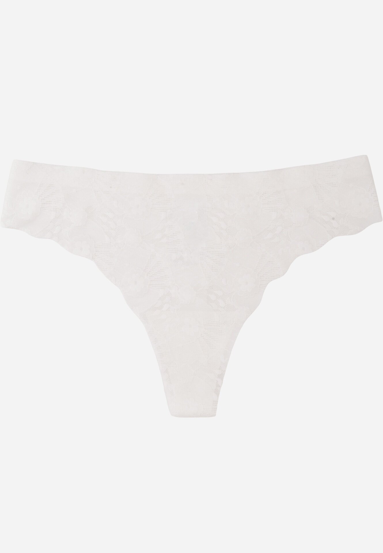 finella Chiloți tanga fără cusături din dantelă cu model floral Narerena Albi