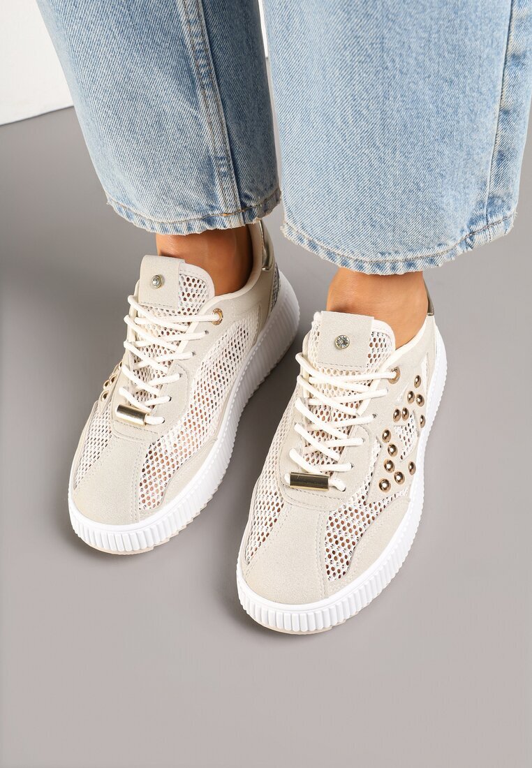 fiori&spinc Sneakers Bej Decorați cu o Stea și cu Nituri Zeloti